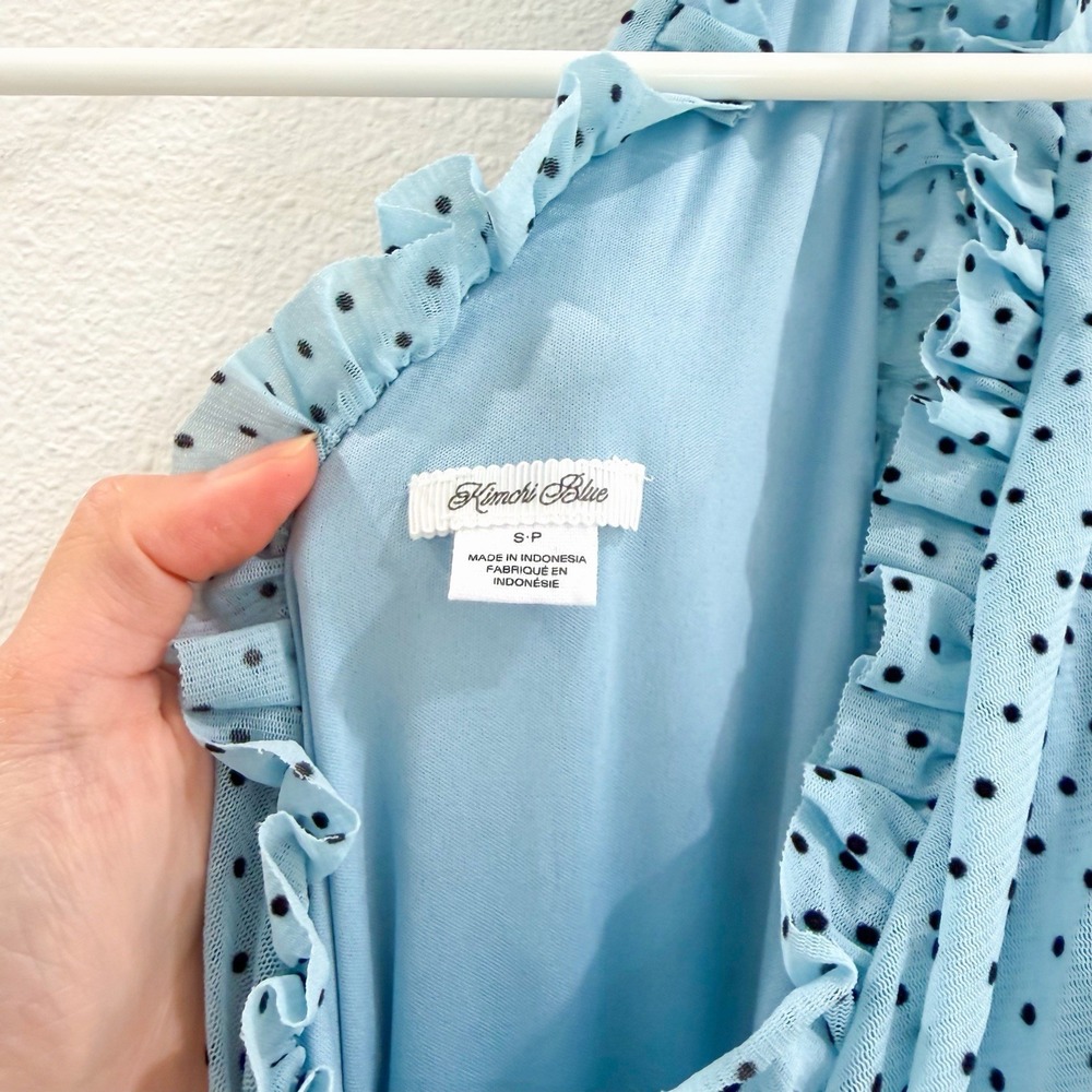Urban Outfitters Retro Mod Cottagecore Coquette Blue Polka Dot Dress S - Picture 6 of 7